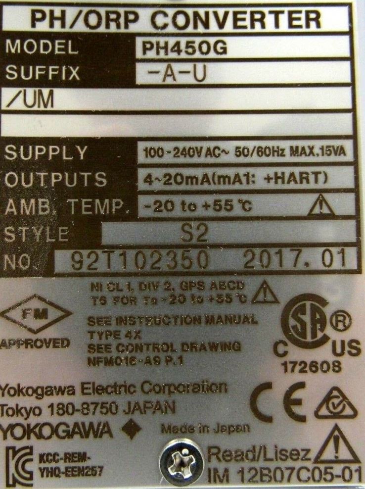 Yokogawa PH450G-A-U/UM