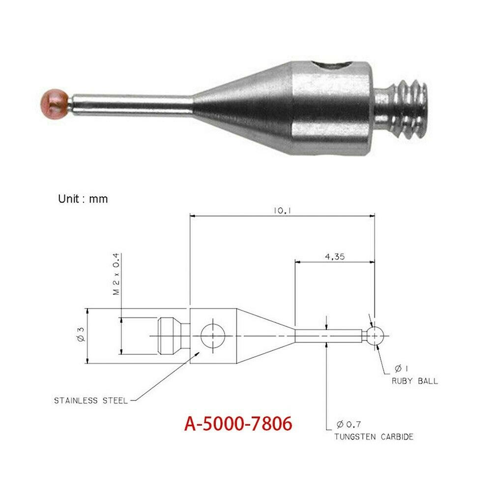 Измерительный контактный щуп A-5000-7806 M2 L4.5mm ø1 мм