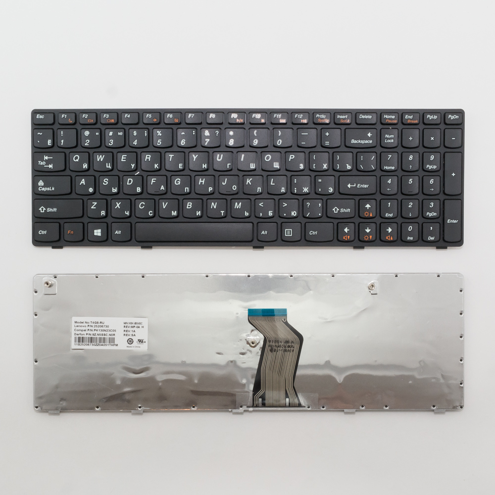 Клавиатура для ноутбука Lenovo G570, G770, Z560 черная с черной рамкой