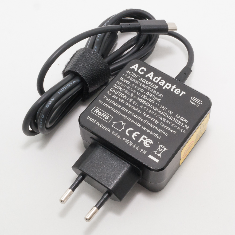 Зарядка для планшета Q46 5V3A, 9V3A, 12V3A, 14.5V2A, 15V3A, 20V2.25A (45W) Type-C (квадратная)