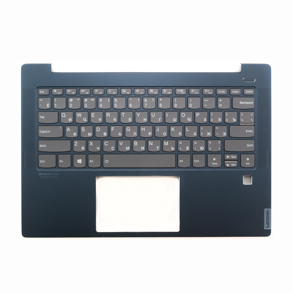 Клавиатура для ноутбука Lenovo S540-14IWL серая с синим топкейсом, с подсветкой